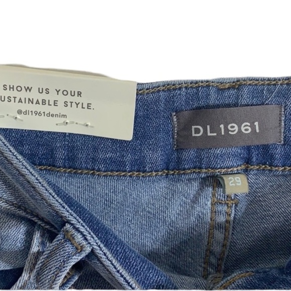 - NWT DL1961 Light Blue High Rise Farrow Skinny Jeans Metallic Dot Accents - Picture 10 of 13